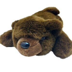 BJ Toy Co Bear Brown Chocolate Teddy Plush Stuffed Animal 12" laying down